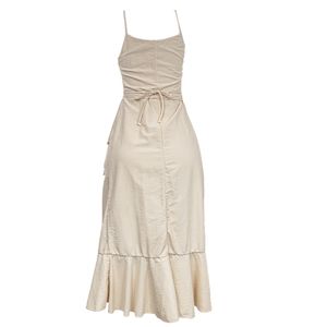 Vestido Cris Barros Transpassado Bege