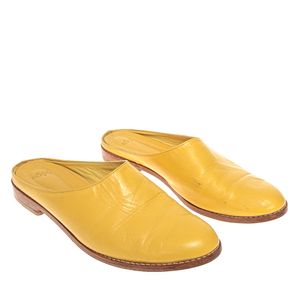 Sapato Pege Mule Couro Amarelo