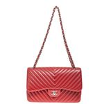 Bolsa-Chanel-Double-Flap-Chevron-Caviar-Vermelha-
