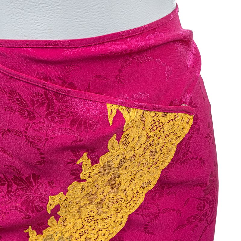 Saia-Dior-em-Seda-com-Renda-Rosa-e-Amarela