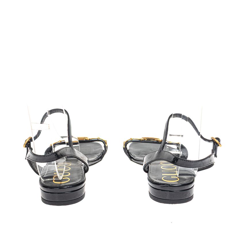 Sandalia-Gucci-Rasteira-Horsebit-Preta-