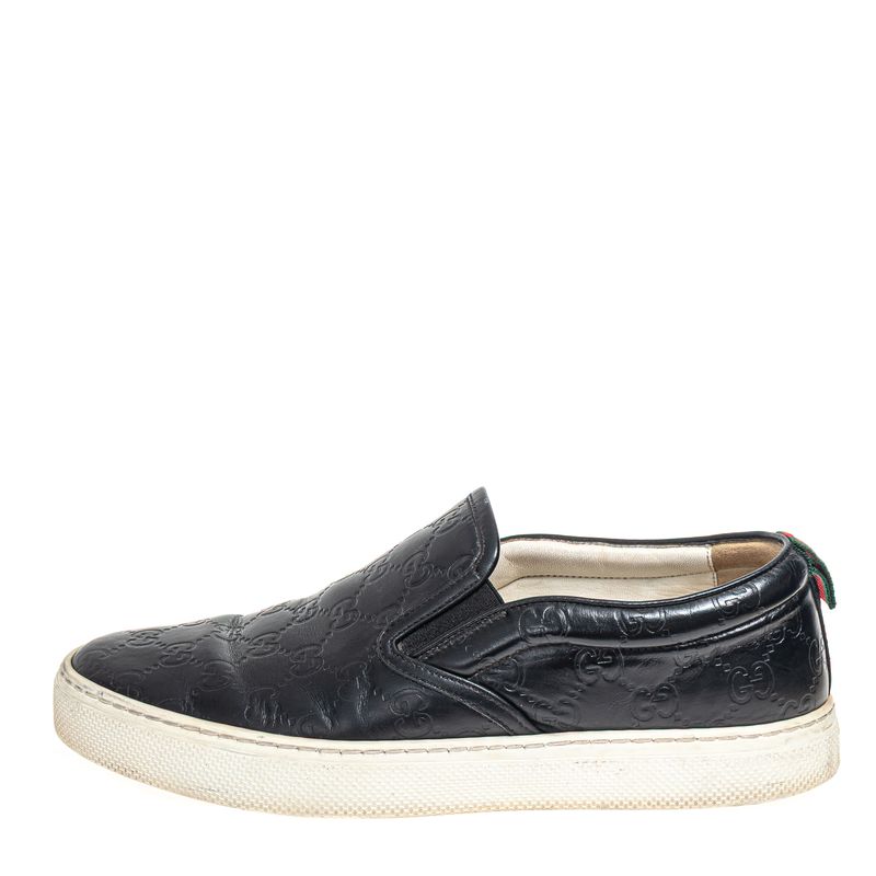 Tenis-Gucci-Slip-On-GG-Couro-Preto