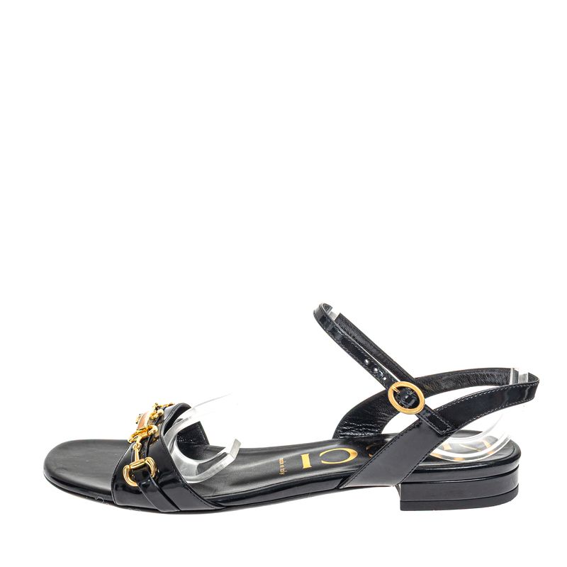 Sandalia-Gucci-Rasteira-Horsebit-Preta-