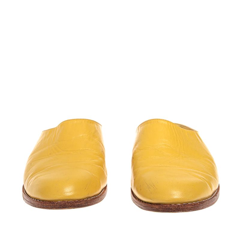 Sapato-Pege-Mule-Couro-Amarelo