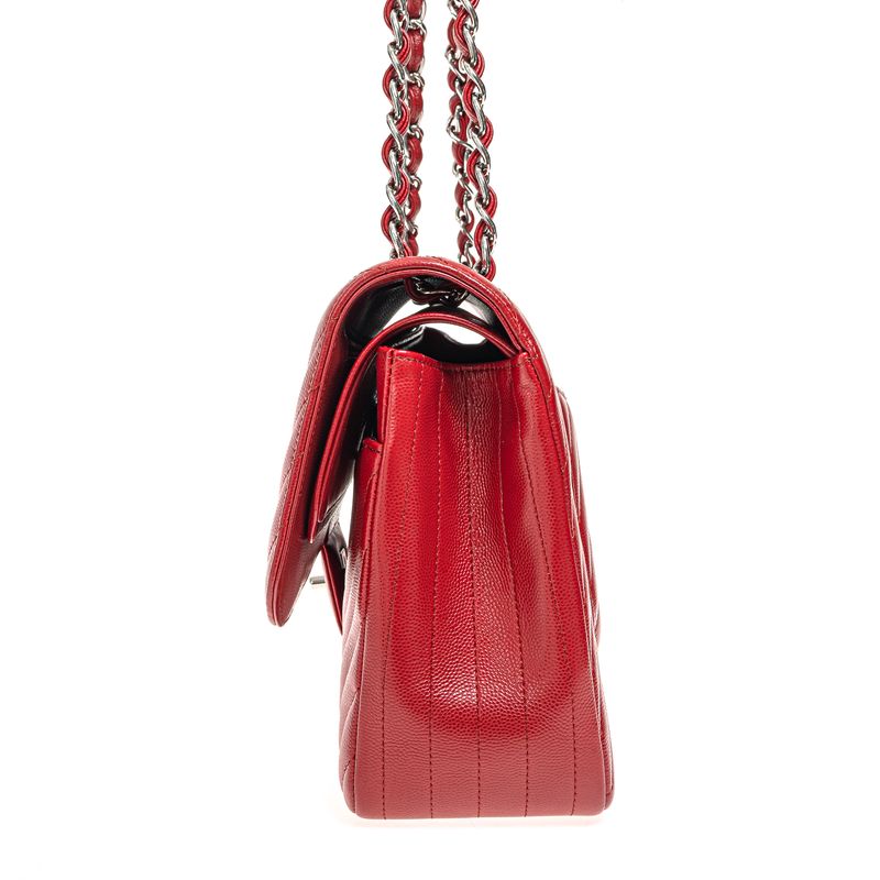 Bolsa-Chanel-Double-Flap-Chevron-Caviar-Vermelha-