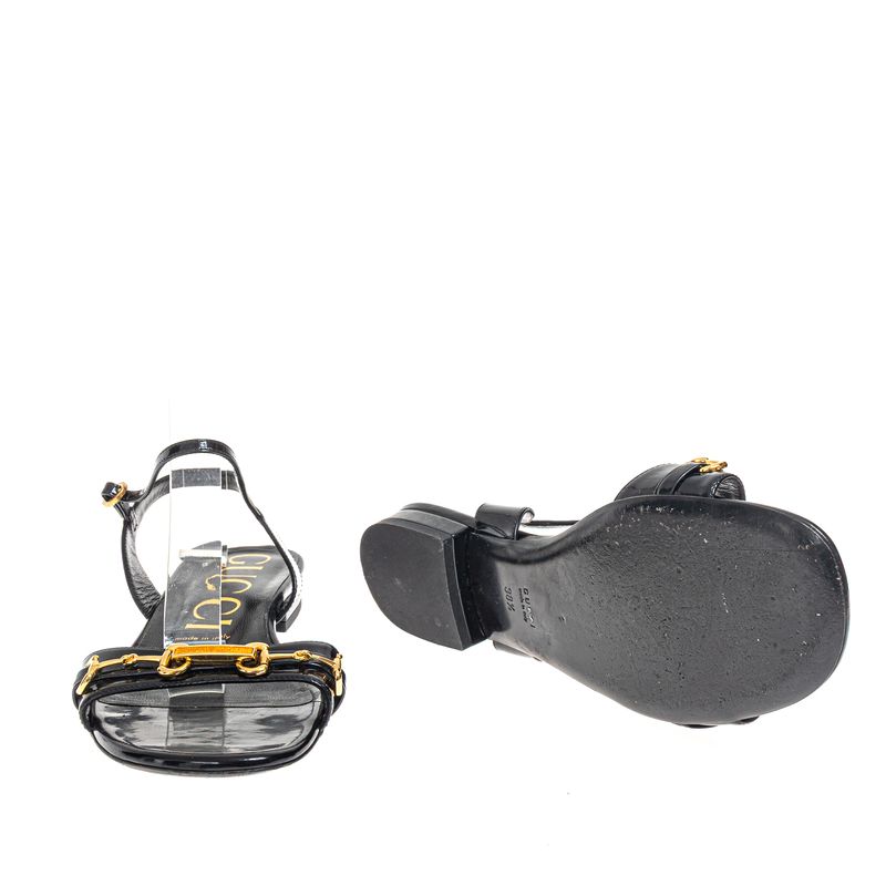 Sandalia-Gucci-Rasteira-Horsebit-Preta-