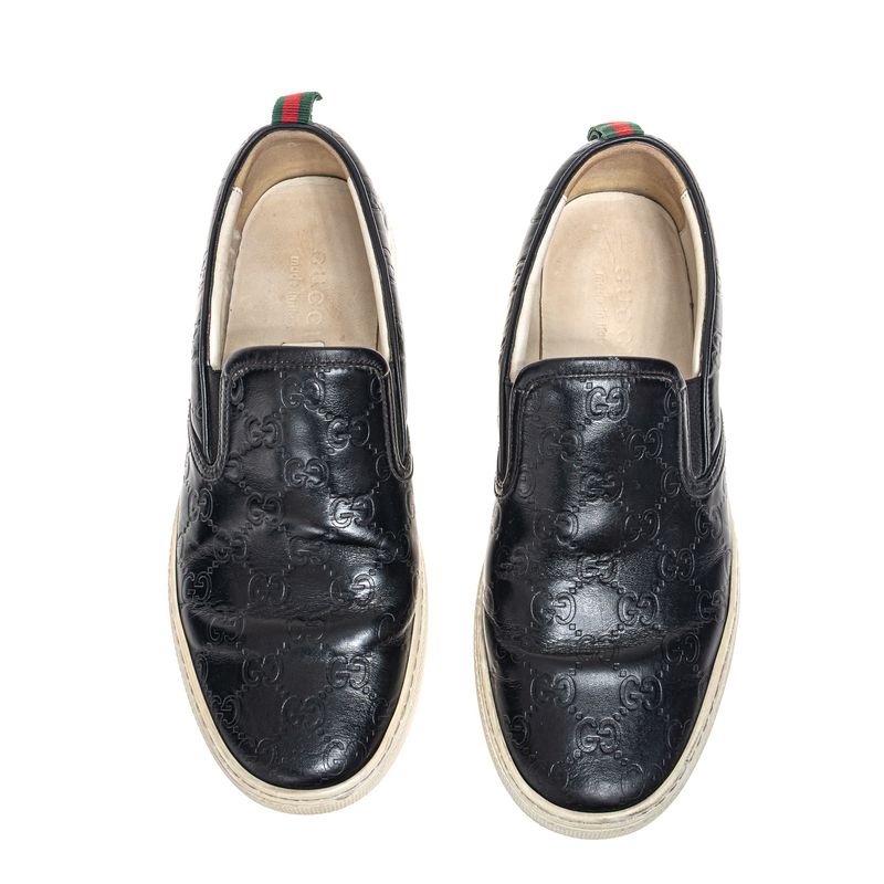 Tenis-Gucci-Slip-On-GG-Couro-Preto