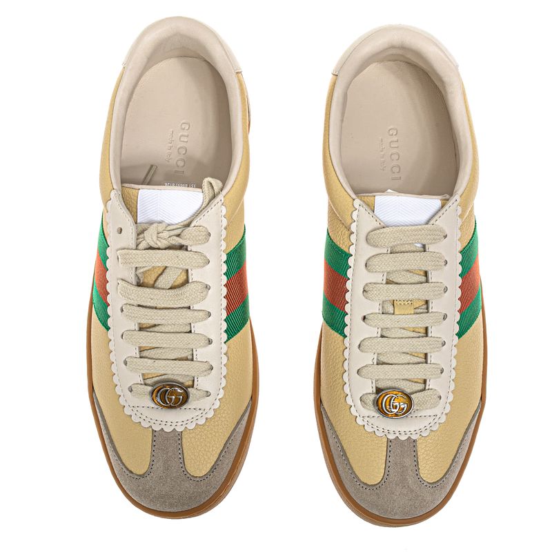 Tenis-Gucci-Couro-Bege-e-Faixa-Web-