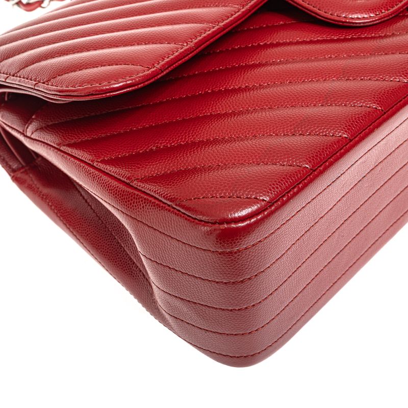 Bolsa-Chanel-Double-Flap-Chevron-Caviar-Vermelha-