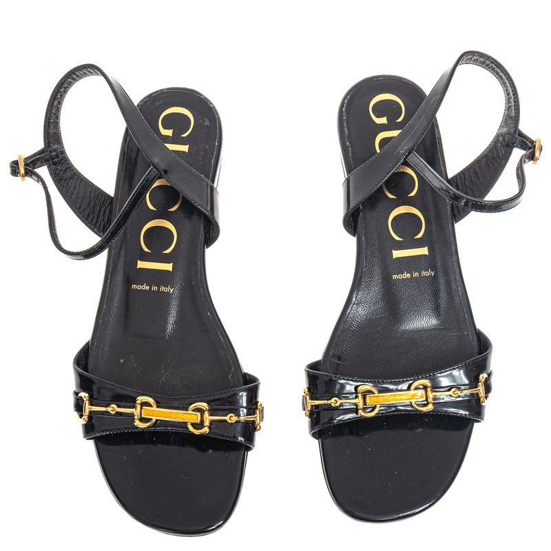Sandalia-Gucci-Rasteira-Horsebit-Preta-