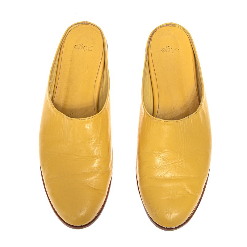 Sapato-Pege-Mule-Couro-Amarelo