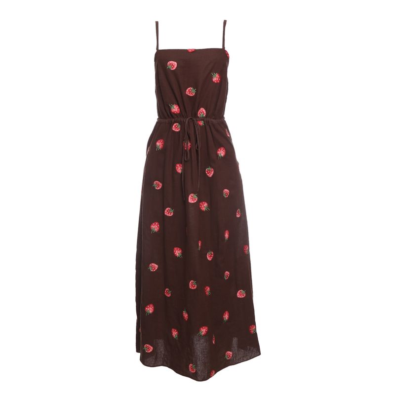 Vestido-Cris-Barros-Bordado-Morango-Marrom