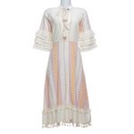 Vestido-Detalhe-Franjas-Bege-e-Laranja
