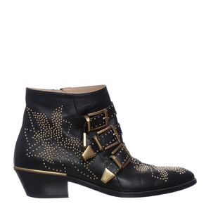 Bota Chloé Susanna Ankle Boot Couro Preto