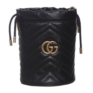 Bolsa Gucci Bucket Marmont Couro Preta