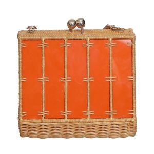 Bolsa Serpui Acrilico Laranja e Palha