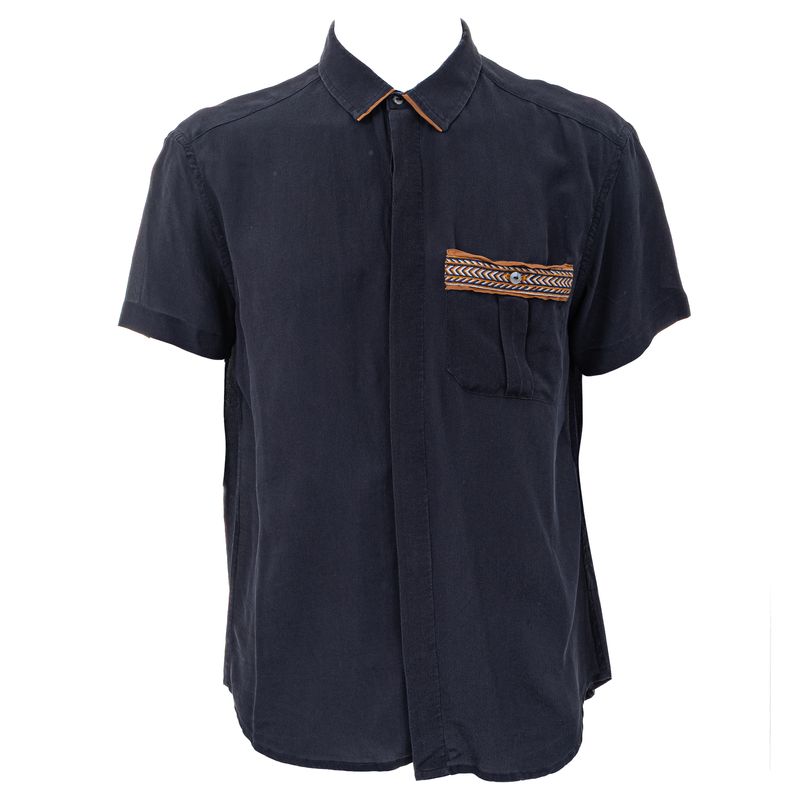 Camisa-Handred-Seda-Azul-Marinho-