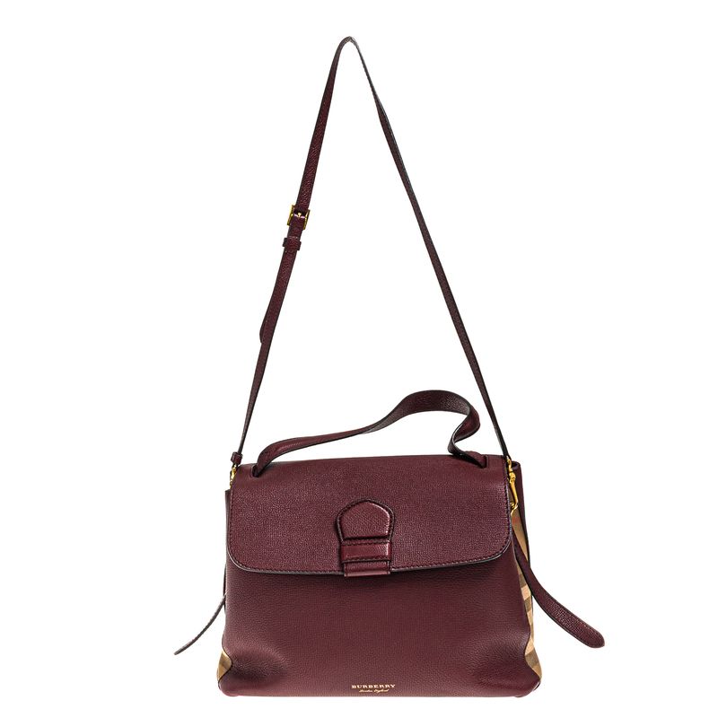 Bolsa-Burberry-Camberley-House-Check-Couro-Bordo