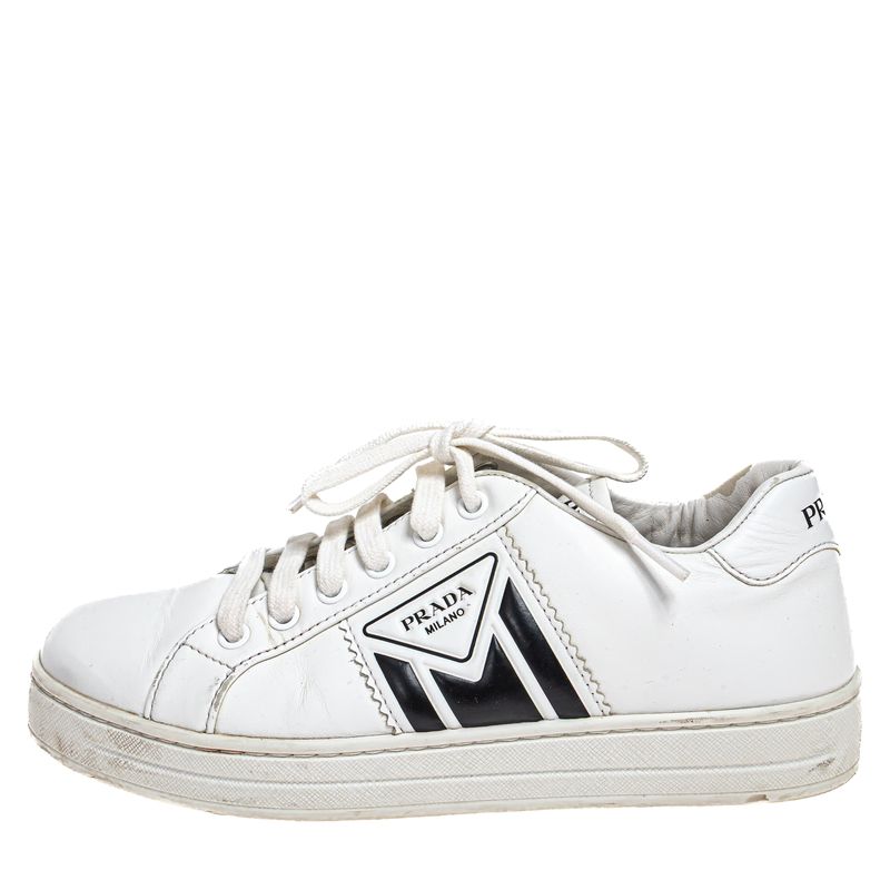 Tenis-Prada-Couro-Branco-e-Preto-