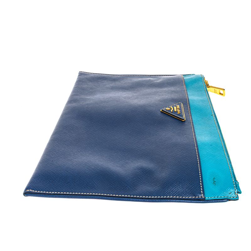 Clutch-Prada-Couro-Saffiano-Azul-