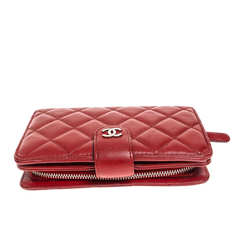 Carteira-Chanel-Lambskin-Matelasse-Vermelha-