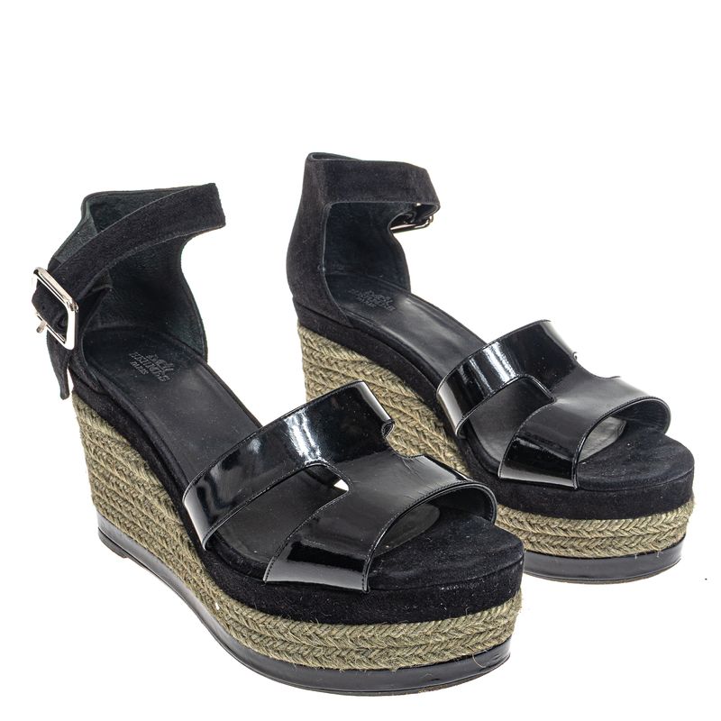 301461-Sandalia-Hermes-Anabela-Verde-e-Preta-verso