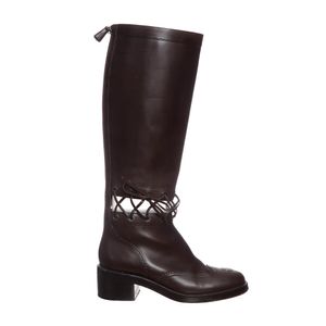 Bota Chanel Denim e Couro Marrom