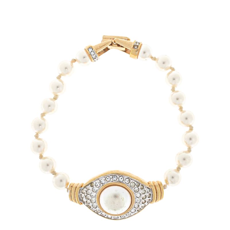 Pulseira-Swarovski-Vintage-Esferas-Peroladas-e-Cristais-