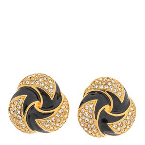 Brinco Swarovski Vintage Dourado e Preto