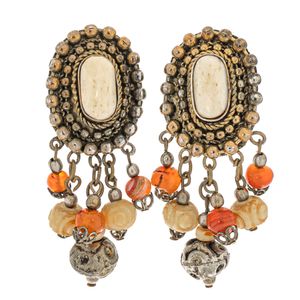 Brinco Vintage Pedras Marrom