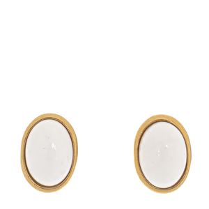Brinco Vintage Pressão Oval Branco