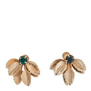 Brinco Vintage Folha Dourado e Verde