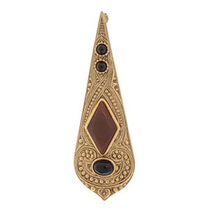 Broche Vintage Dourado, Marrom e Preto