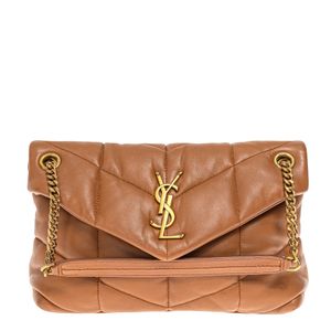 Bolsa Saint Laurent Puffer Toy Em Couro Caramelo