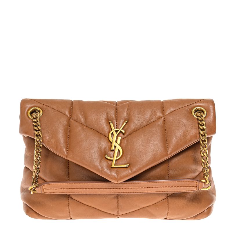 Bolsa-Saint-Laurent-Puffer-Toy-Em-Couro-Caramelo-