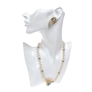 Conjunto Swarovski Vintage Pérolas e Cristal Azul