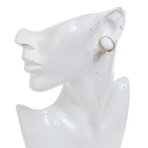 Brinco Vintage Pressão Oval Branco