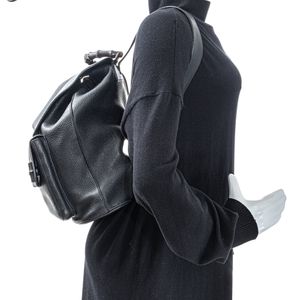 Mochila Gucci Bambu Couro Preto