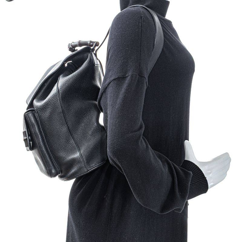 Mochila-Gucci-Bambu-Couro-Preto-