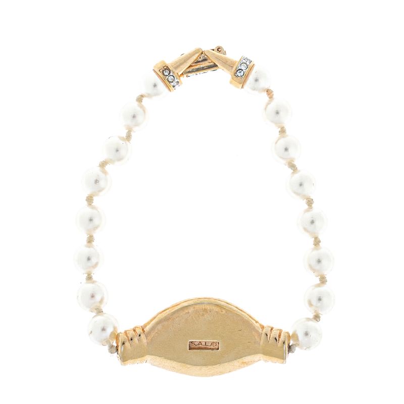 Pulseira-Swarovski-Vintage-Esferas-Peroladas-e-Cristais-