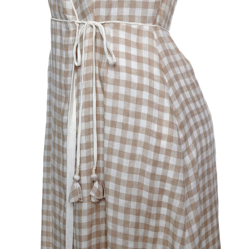 Vestido-Cris-Barros-Vichy-Bege