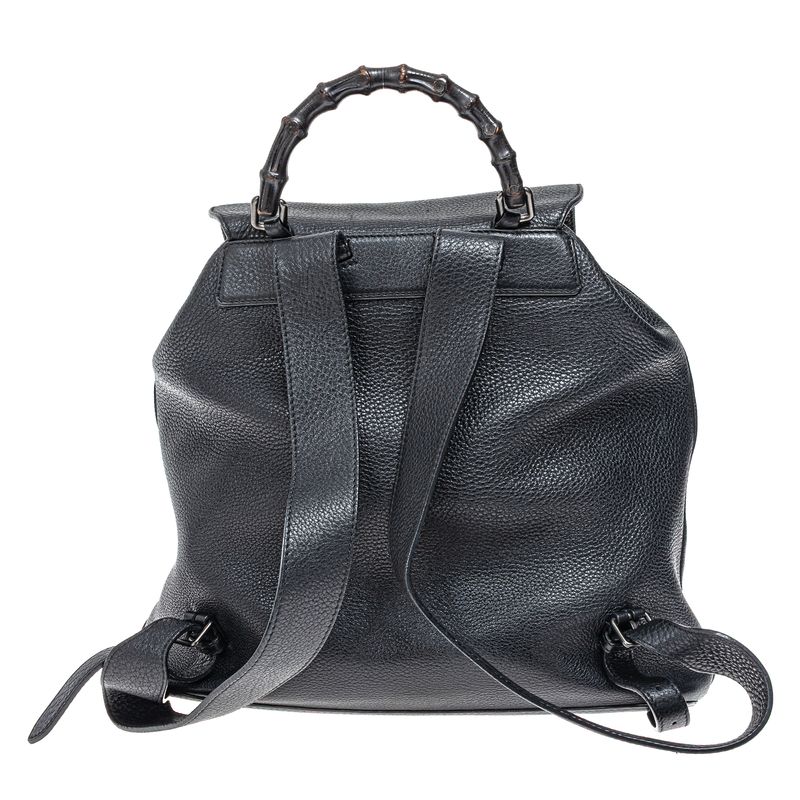 Mochila-Gucci-Bambu-Couro-Preto-