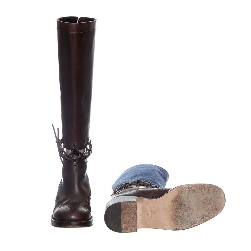 Bota-Chanel-Denim-e-Couro-Marrom