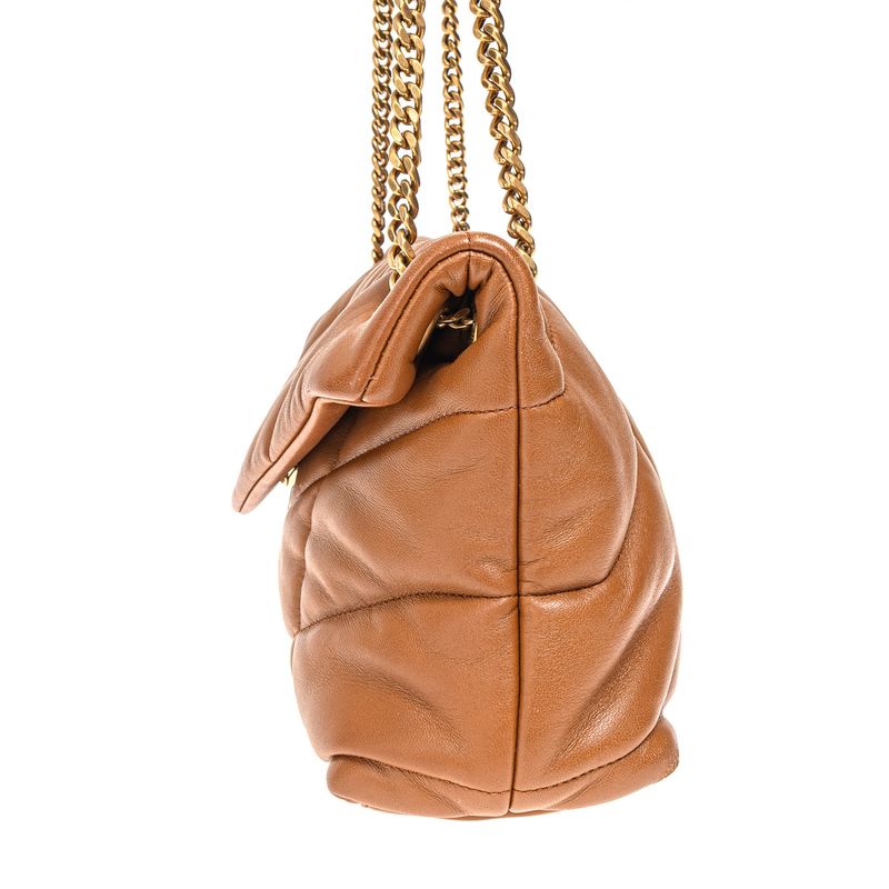 Bolsa-Saint-Laurent-Puffer-Toy-Em-Couro-Caramelo-
