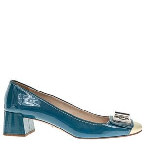 Sapato Prada Verniz Azul e Branco
