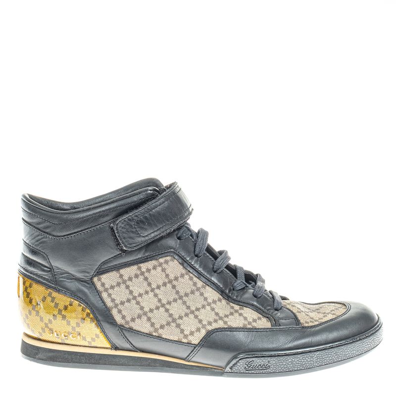 Tenis-Gucci-Couro-Estampado-e-Preto-