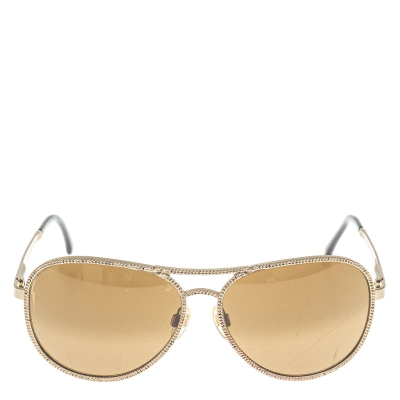 Oculos-Chanel-Metal-Dourado-e-Lente-Marrom