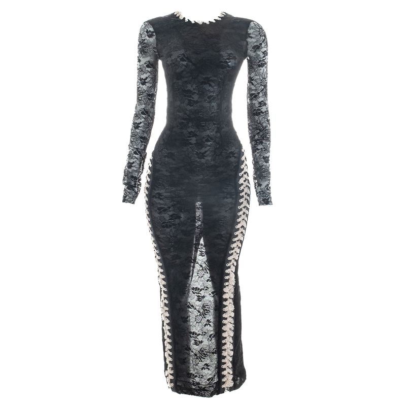 Vestido-Alessandra-Rich-Rendado-Preto