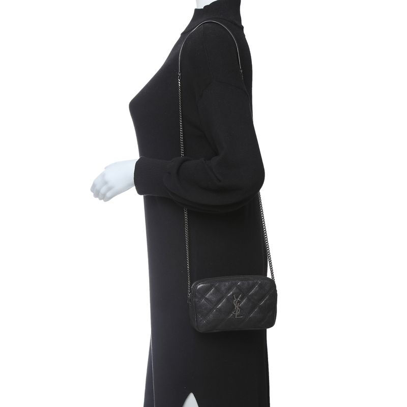 Bolsa-Saint-Laurent-Quilted-Becky-Mini-Camera-Preta