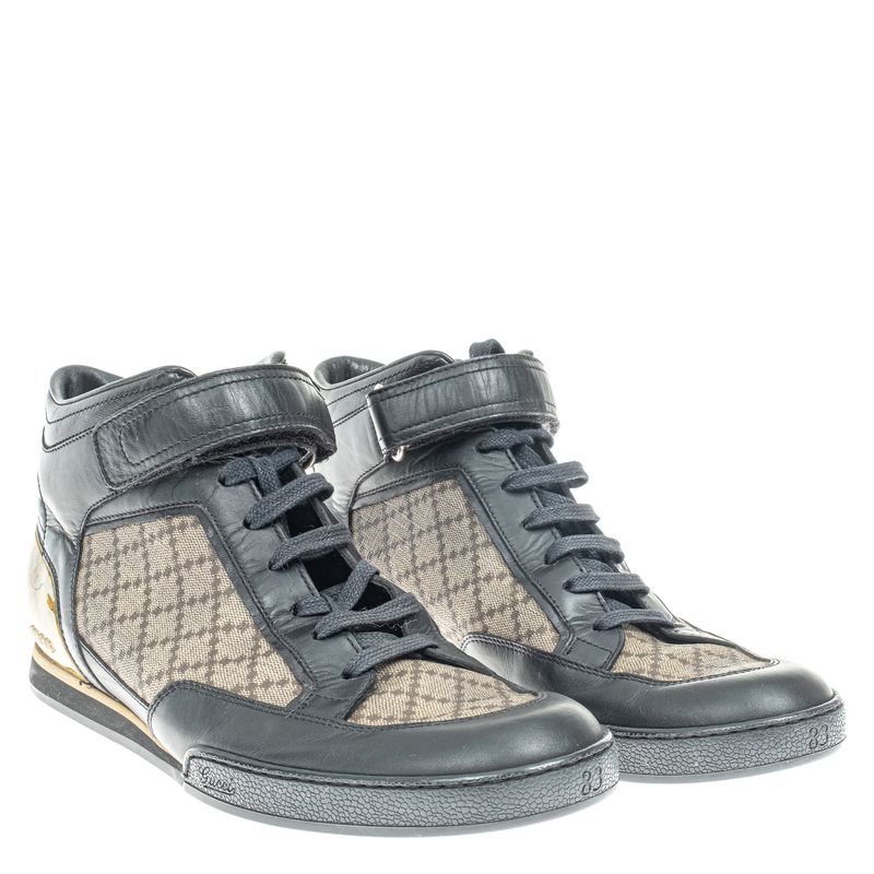 Tenis-Gucci-Couro-Estampado-e-Preto-
